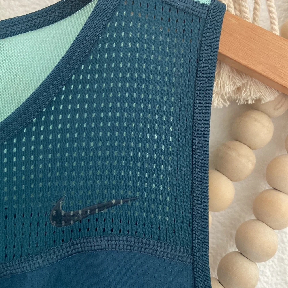 Nike hyper cool mesh tank top athletic shirt yellow teal sea foam womens small